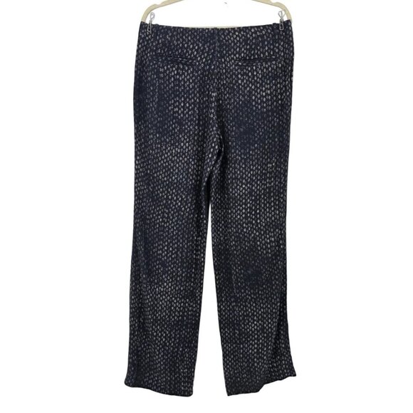 Peruvian Connection Womens 12 Pants Distressed Print Navy Blue Straight Leg Boho - Picture 3 of 7